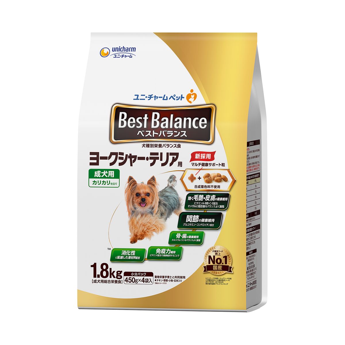 ユニチャーム ベストバランス カリカリ仕立て ヨークシャー・テリア用1.8kg×4