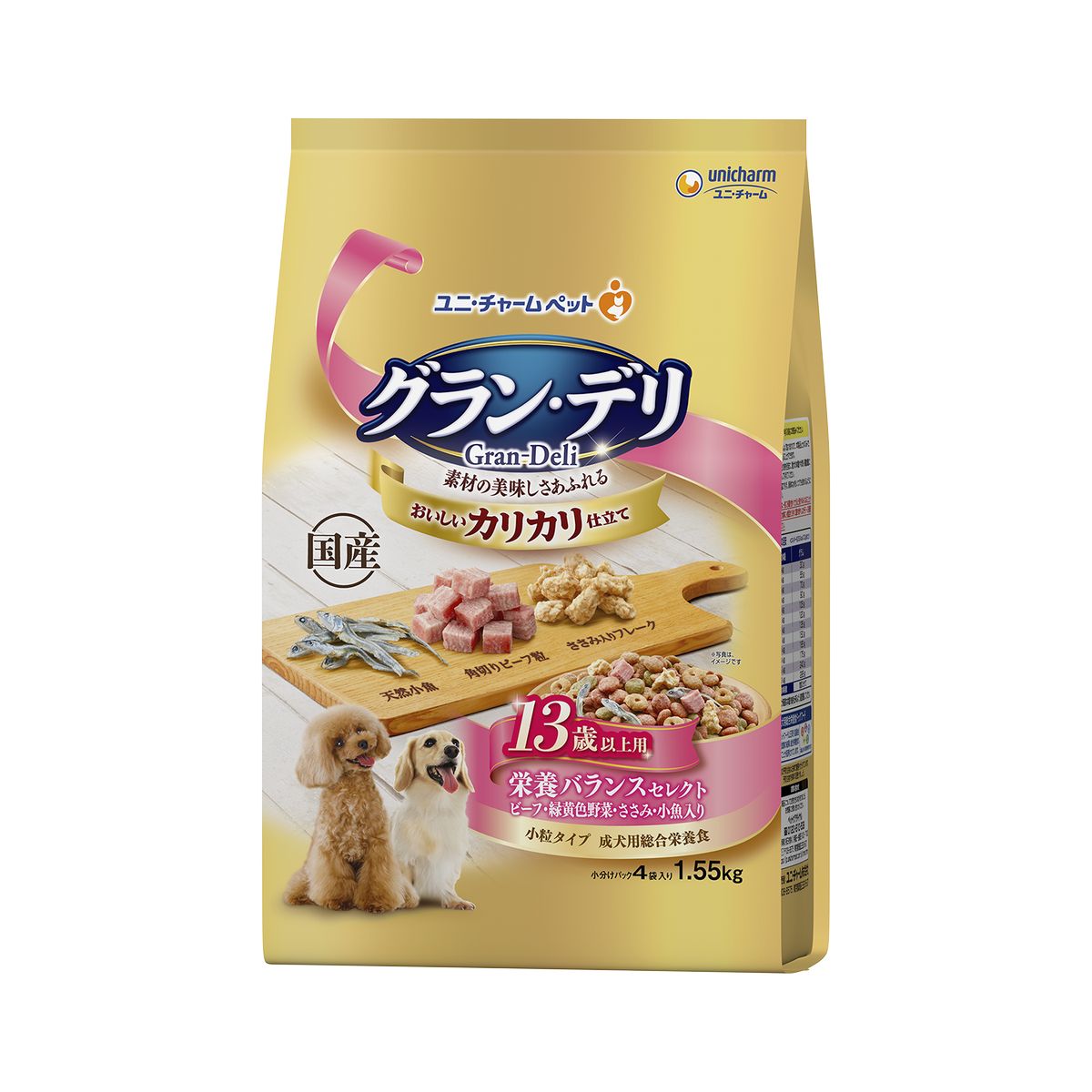 ユニチャーム グラン・デリカリカリ仕立て13歳以上用栄養バランスセレクト1.55kg×4