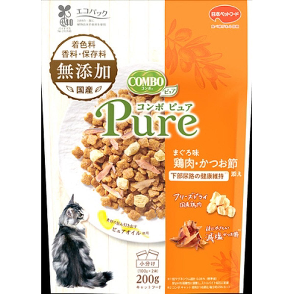 日本ペットフード コンボ キャット ピュア まぐろ味・鶏肉・かつお節添え200g×12袋