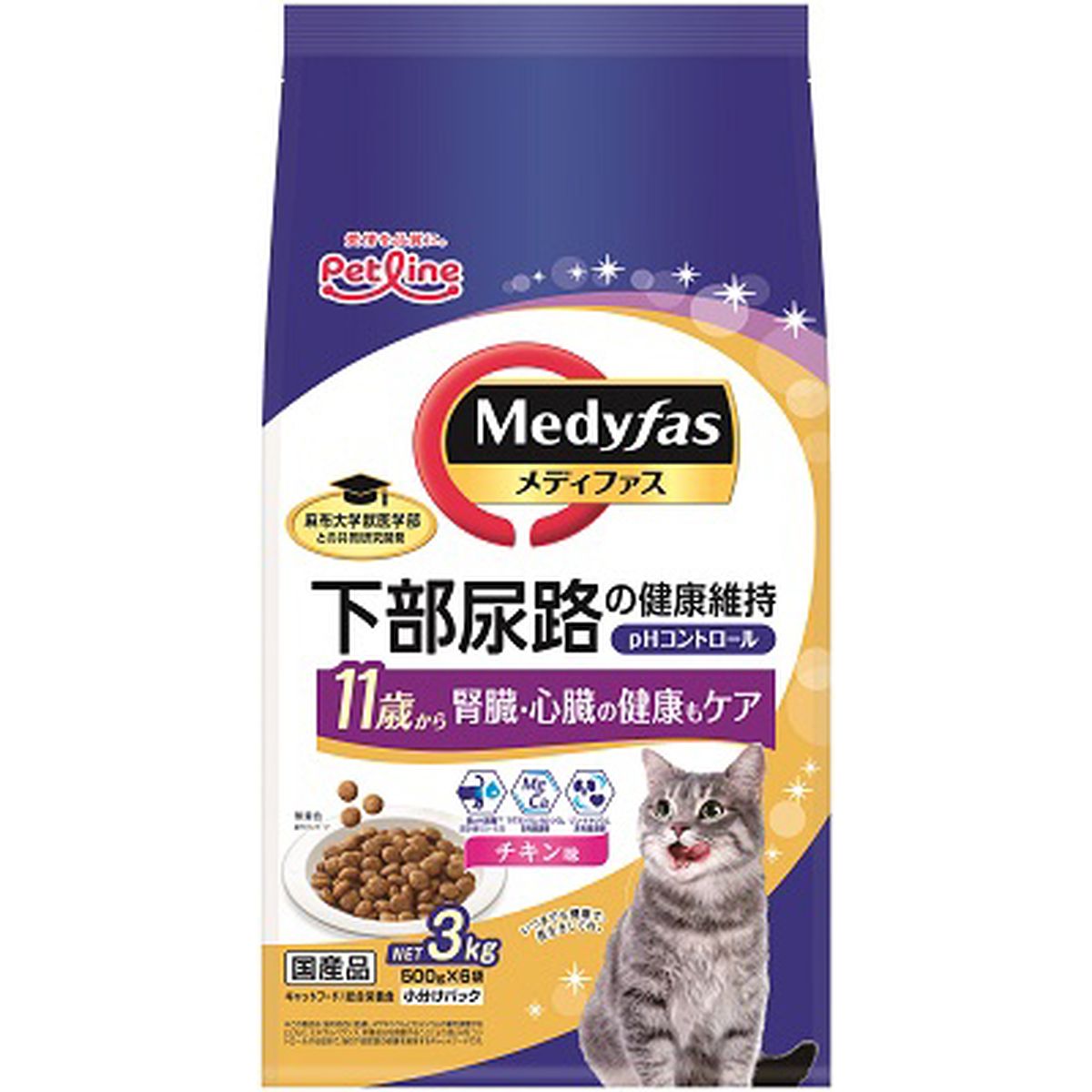 ペットライン メディファス11歳からチキン味3kg×4袋