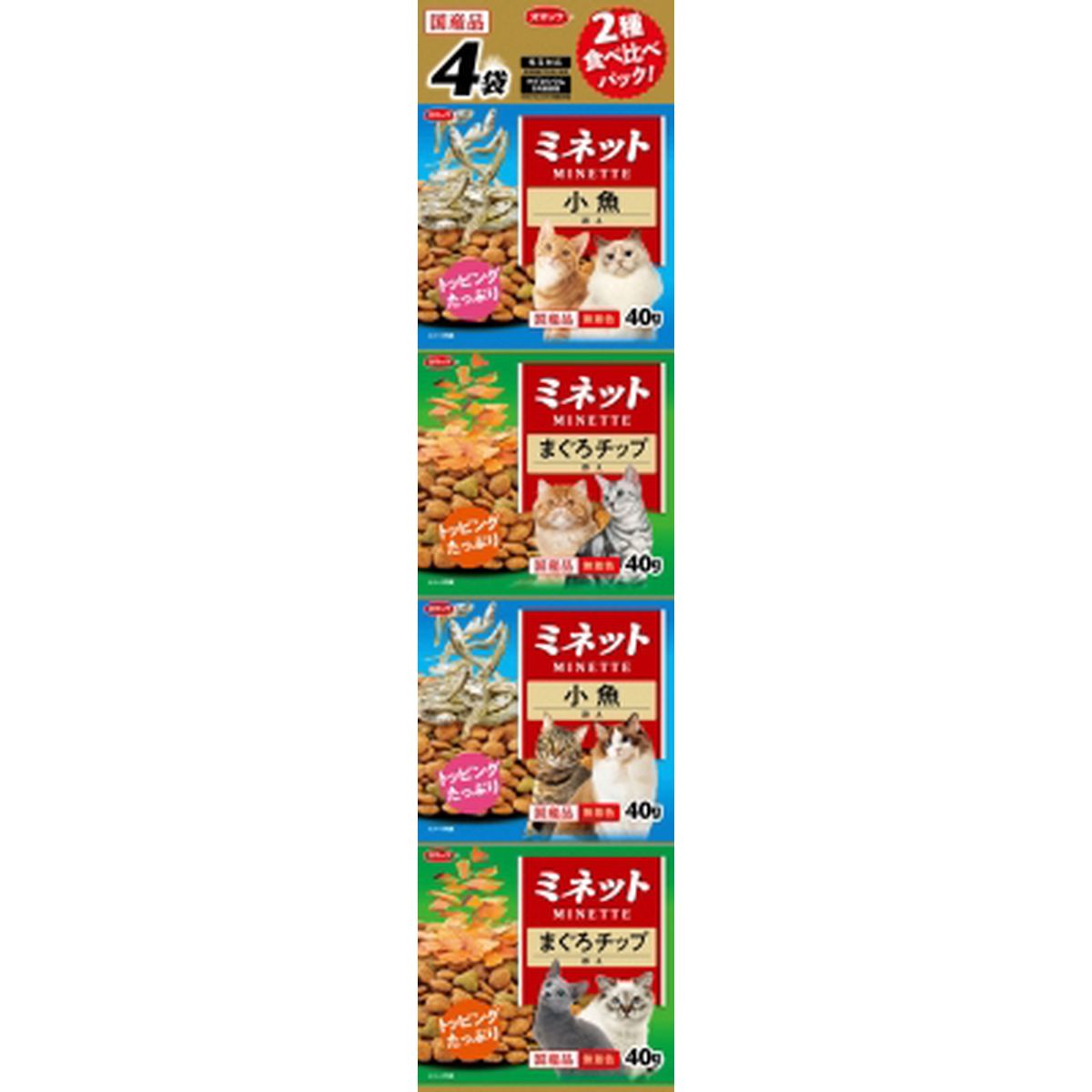 スマック ミネット 食べ比べまぐろチップ＆小魚添え 4連160g×30袋