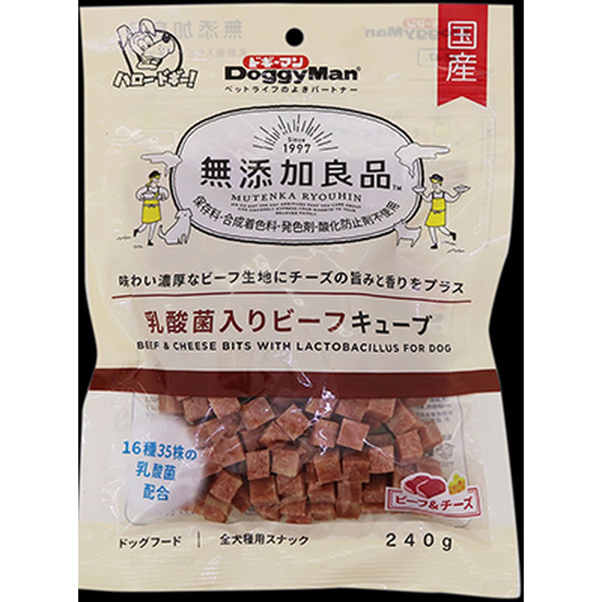 ドギーマンハヤシ 無添加良品 乳酸菌入りビーフキューブ240g×36袋