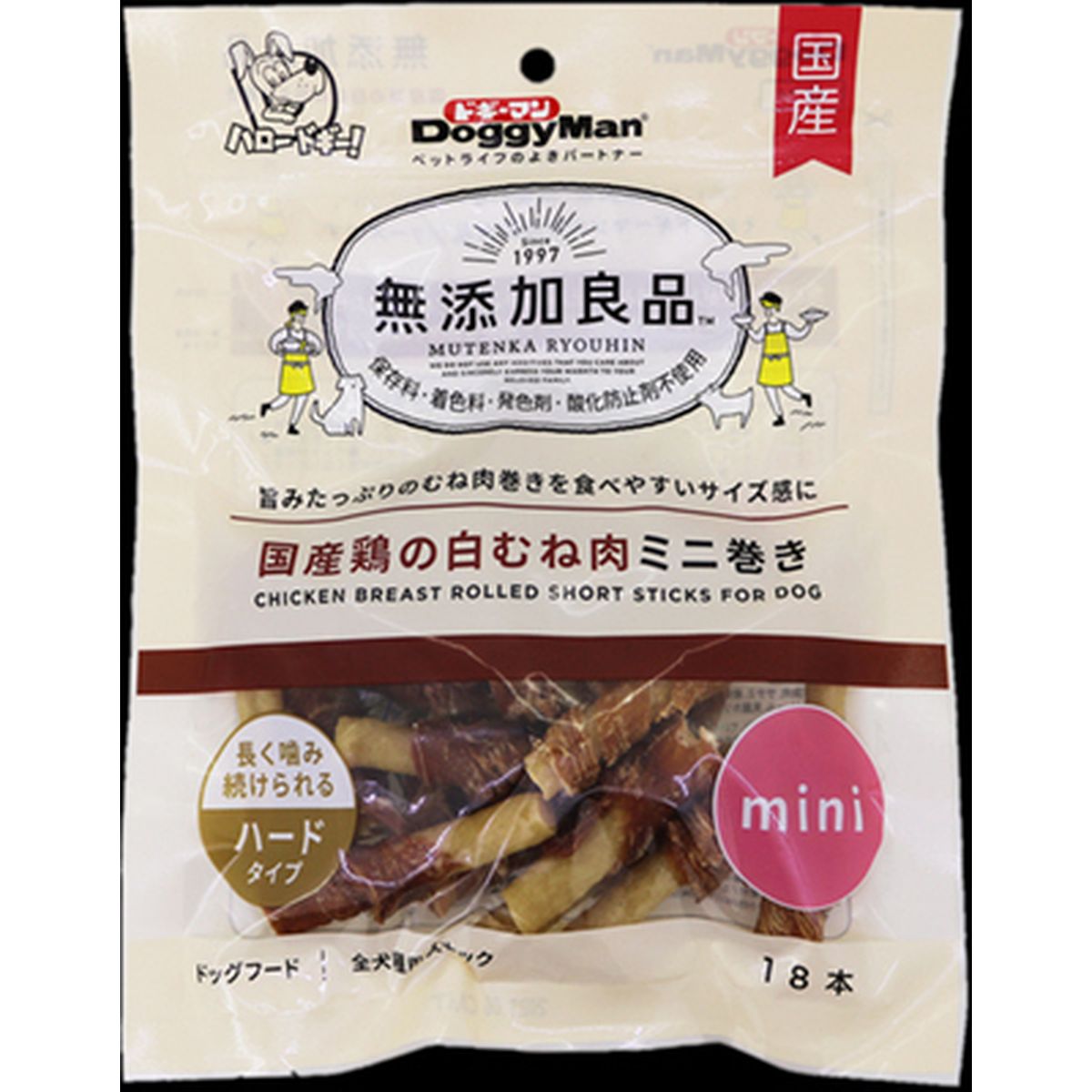 ドギーマンハヤシ 無添加良品 国産鶏 白むね肉ミニ巻18本×36袋