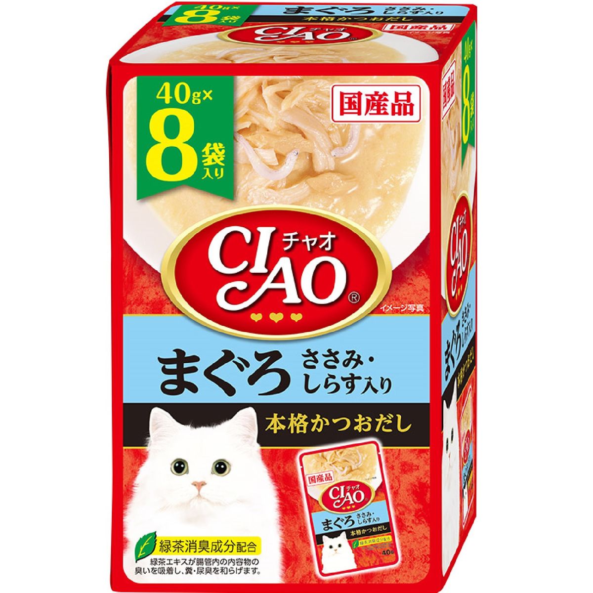 CIAOパウチ 8個パック マグロ ササミ･シラス入リ 40g×8×12
