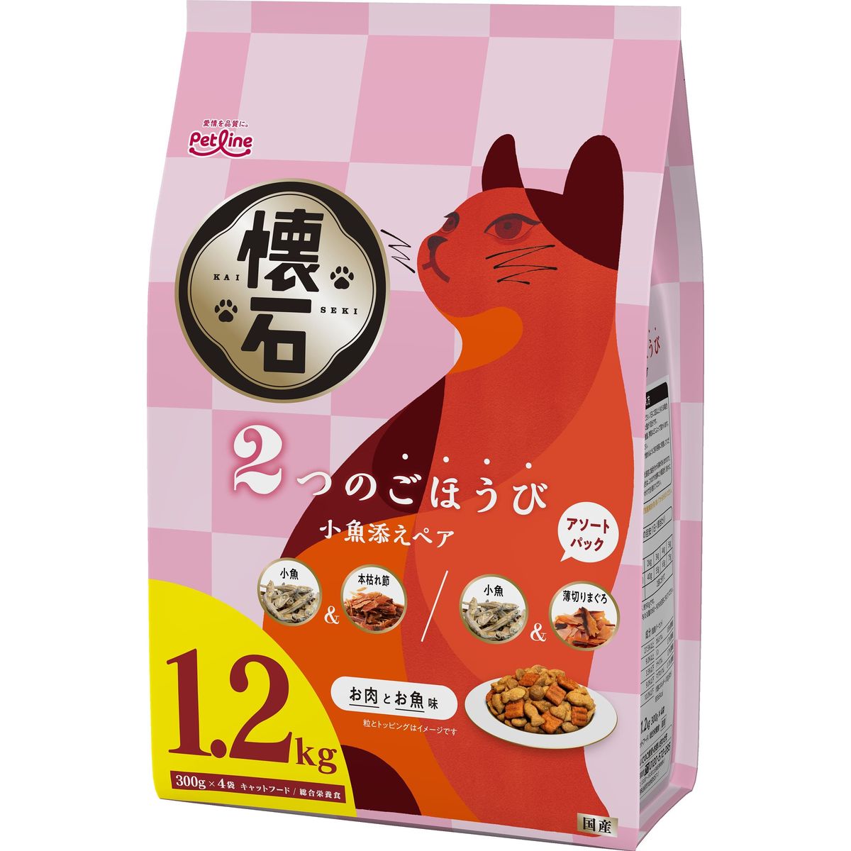 ペットライン 懐石 2つのごほうび 小魚添えペア 1.2kg×6