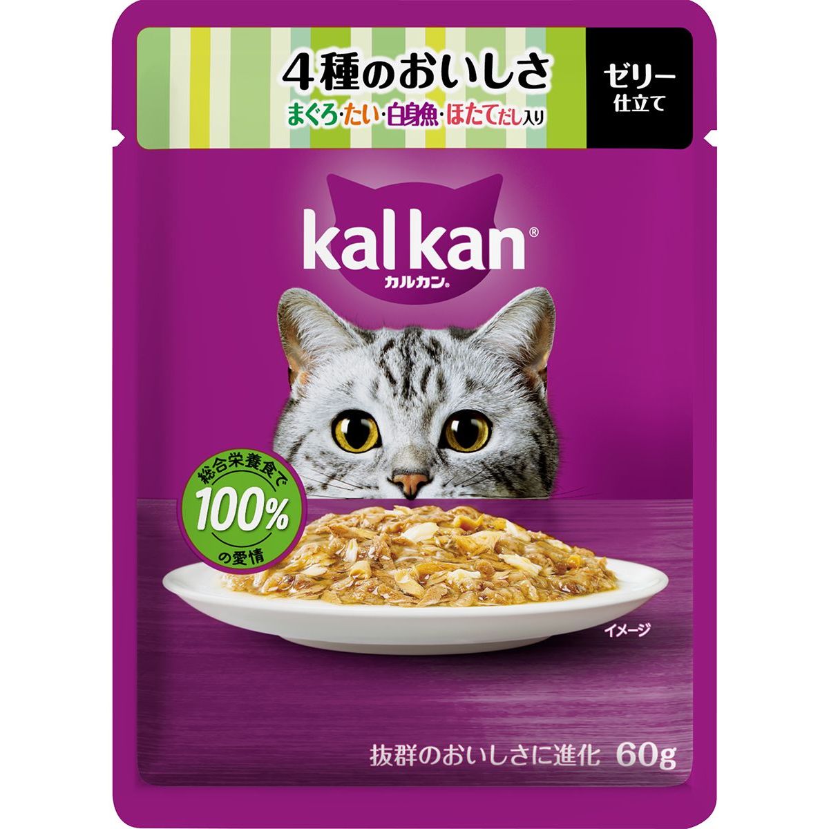 マースジャパンリミテッド カルカンパウチ 4種のおいしさ まぐろ・たい・白身魚・ほたてだし入り 60g×120