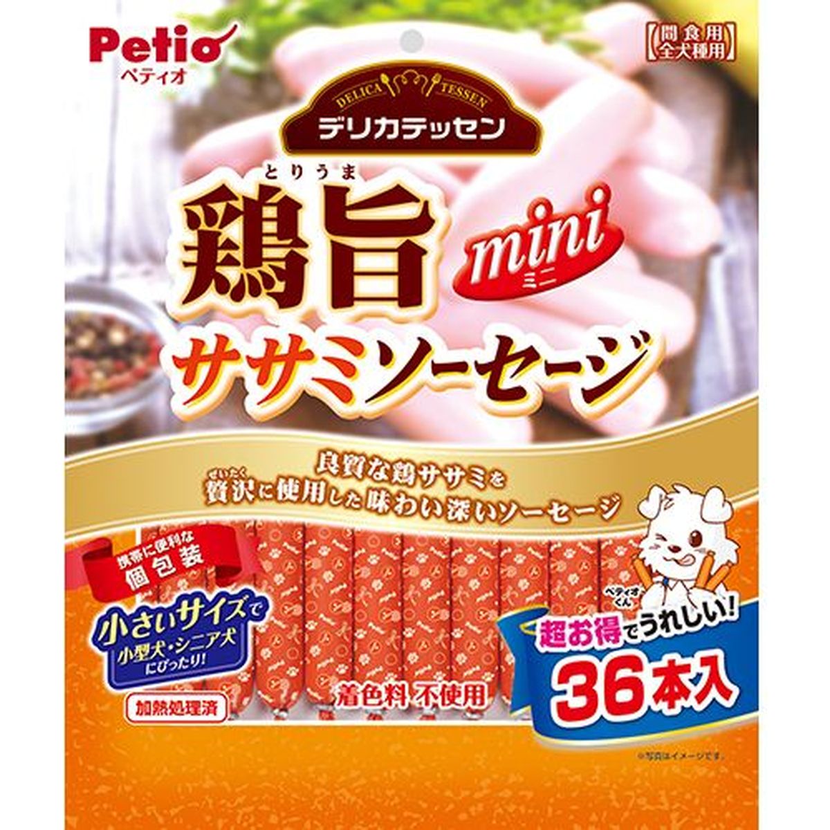 ペティオ デリカテッセン 鶏旨 ミニ ササミソーセージ 36本入×12