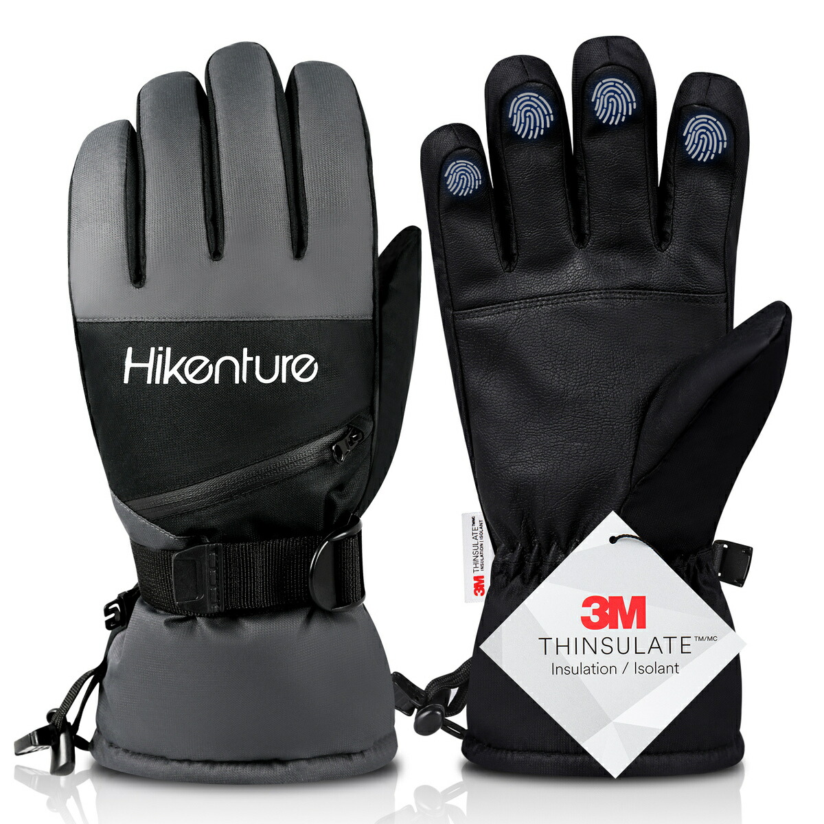 Hikenture スキーグローブ 防寒グローブ 防風防寒 スノーグローブ アウトド 撥水加工 アグローブ滑り止め 紛失防止 男女兼用 素敵な