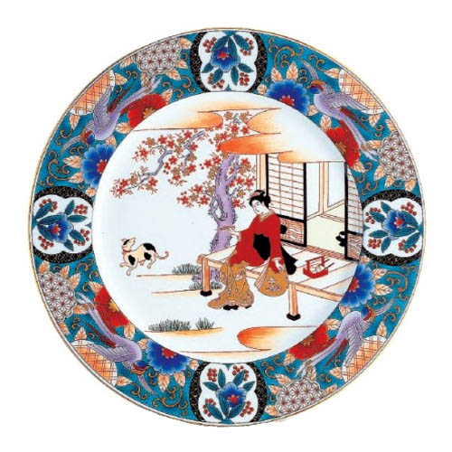 宮内庁御用達 香蘭社 日本製 有田焼 <br>元禄美人画 ( 縁先 ) 飾大皿 31cm <br>人気 ギフト 御祝 結婚祝 出産祝 新築祝 結婚内祝 出産内祝 新築内祝 各種内祝 快気祝 粗品 景品 記念品 歳祝