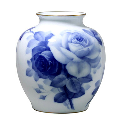 皇室御用達 大倉陶園 日本製 ブルーローズ 花瓶 花生 29cm [ブランドロゴ入りギフトＢＯＸ] 人気 ギフト 御祝 結婚祝 出産祝 新築祝 結婚内祝 出産内祝 新築内祝 各種内祝 快気祝 粗品 景品 記念品 歳祝