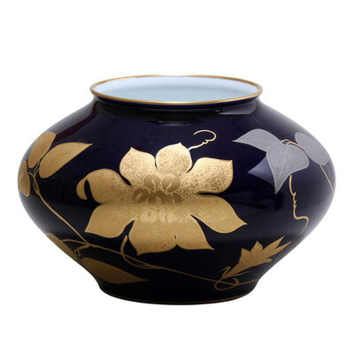 大倉陶園 瑠璃金蝕 花瓶 35cm 瑠璃金蝕梅 29cm花器