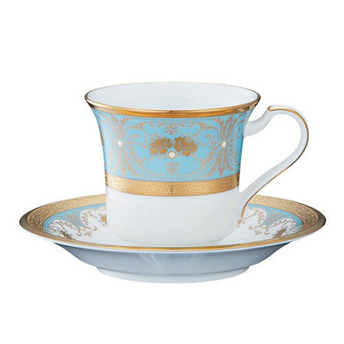 ノリタケ ( NORITAKE ) 日本製 ジョージアンターコイズ アメリカン コーヒーカップ＆ソーサー 220ml [ブランドロゴ入りギフトＢＯＸ]　 人気 ギフト 御祝 結婚祝 出産祝 新築祝 結婚内祝 出産内祝 新築内祝 各種内祝 快気祝 粗品 景品 記念品 歳祝