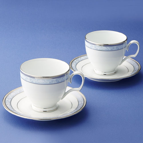 【当日発送 11時までの注文分】 ノリタケ ( NORITAKE ) ハンプシャープラチナ ティー・コーヒーカップ＆ソーサーペア 250ml [ブランドロゴ入りギフトＢＯＸ] 人気 ギフト 御祝 結婚祝 出産祝 新築祝 結婚内祝 出産内祝 新築内祝 各種内祝 記念品