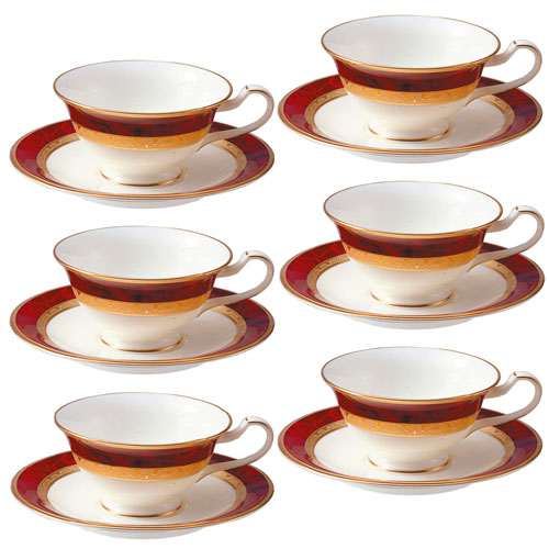 ノリタケ ( NORITAKE ) 日本製 ヘミングウェイ ティー・コーヒーカップ＆ソーサー ６客セット 230ml [ブランドロゴ入りギフトＢＯＸ] 人気 ギフト 御祝 結婚祝 出産祝 新築祝 結婚内祝 出産内祝 新築内祝 各種内祝 快気祝 粗品 景品 記念品 歳祝 42,900円