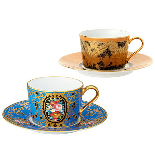 ノリ竹 ( NORITAKE ) 日本製 \u003cBR\u003eオマージュコレクション 青絵花文 ＆ 橙絵花鳥文 \u003cBR\u003eカップチーノ 珈琲優勝杯＆ソーサーペア \u003cBR\u003e210ml [ブランド名ロゴタイプ入り口・入口差し上げ物ＢＯＸ] \u003cBR\u003e一般受け 差し上げ物 御祝 一緒になる祝 生み出すこと祝 工作祝 一緒になる内祝 生み出すこと内祝 各種内祝 粗品 不死化品 歳祝
