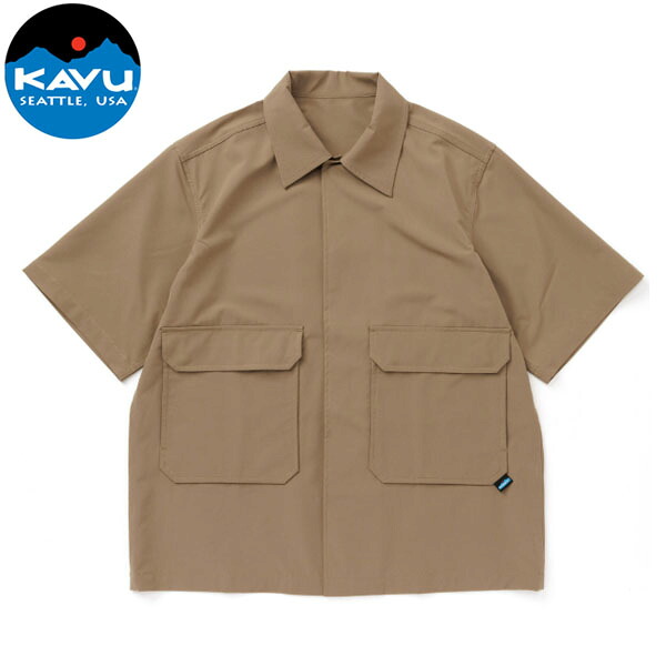 カブー KAVU メンズ 半袖シャツ ショートスリーブシェルテックシャケット ベージュ 遮熱 接触冷感 吸水速乾 軽量 紫外線防止 KAV19822231047