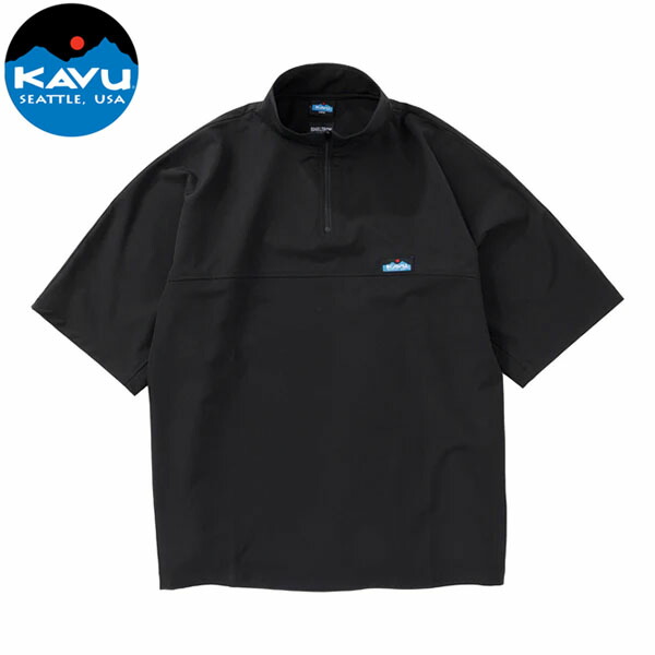 カブー KAVU メンズ 半袖ティーシャツ ハーフジップ ニューハーフジップシェルテックシャツ 黒いこと 人付き合い冷感 吸水速乾 軽さ 紫外線押しとどめる KAV19822450001