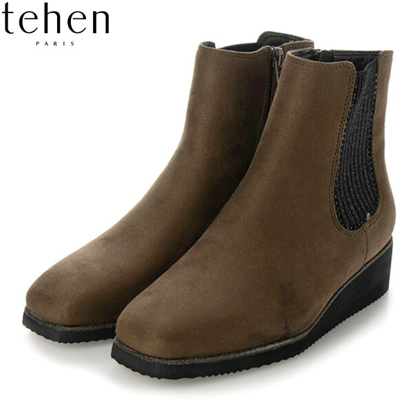 テーン tehen レディース サイドゴアブーツ TN1776 OAK-SILKY クッションインソール スクエアトゥ マドラス madras TEHTN1776OAKS サイドゴア-ブーツ-レディース靴