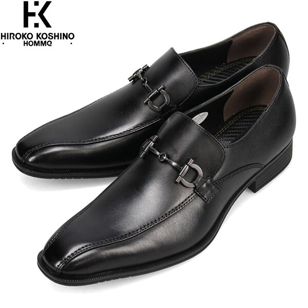 HIROKO KOSHINO HOMME ヒロココシノ オム メンズ ビジネスシューズ ドレスシューズ 革靴 HR1004 BLACK 通勤 ローファー スリッポン マドラス madras HKHHR1004BLA