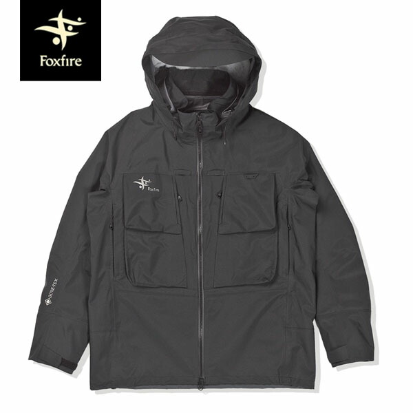 フォックスファイヤー Foxfire フィッシングジャケット ゴアテックス 雨合羽透湿 ダイナライトジャケット 黒いこと 伸ばすこと ウェーディング FOX5013649025