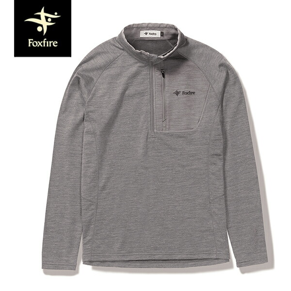 フォックスファイヤー Foxfire メンズ カットソー PPウールハーフジップ PP Wool Half Zip メリノウール 静電気防止 グレー（020） FOX5115477020