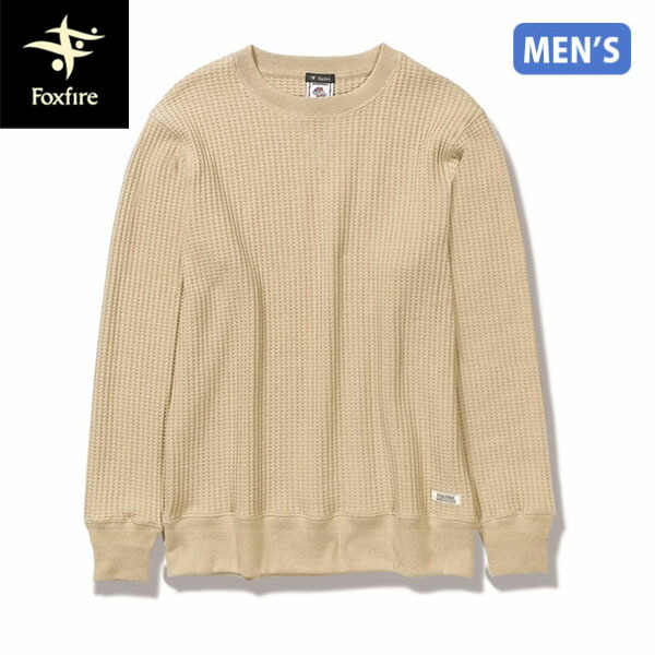フォックスファイヤー Foxfire メンズ カットソー トップス 長袖 ヘビーワッフルクルー ベージュ(011) SPRUCE LINE FOX6115297011