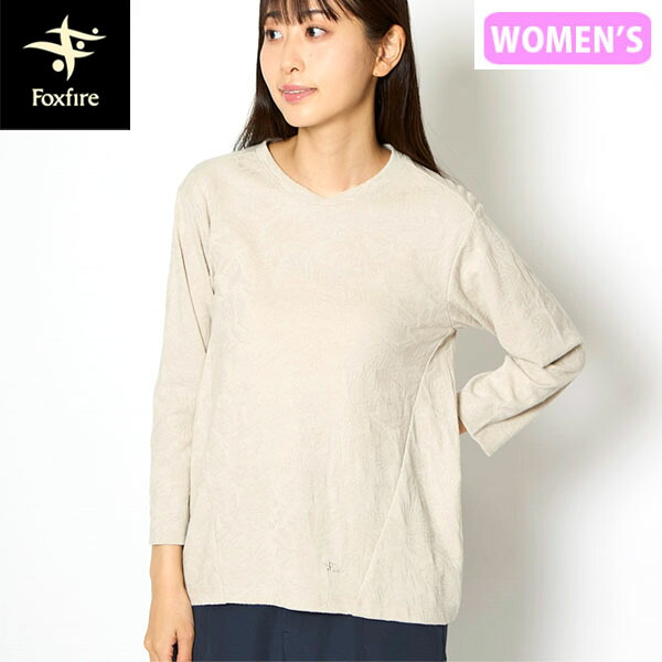 フォックスファイヤー Foxfire レディース 7分袖Tシャツ TSアイランドFJQクルー 7/S グラナイトサンド 速乾 花柄 FOX8215672228