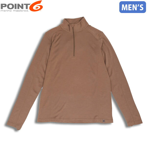 POINT6 尖んがり6 メンズ ベースレイヤー 肌付き Men\u0027s Base Layer Long Sleeve Mid 1/4 Zip Top Tan メリノウール P68003TAN