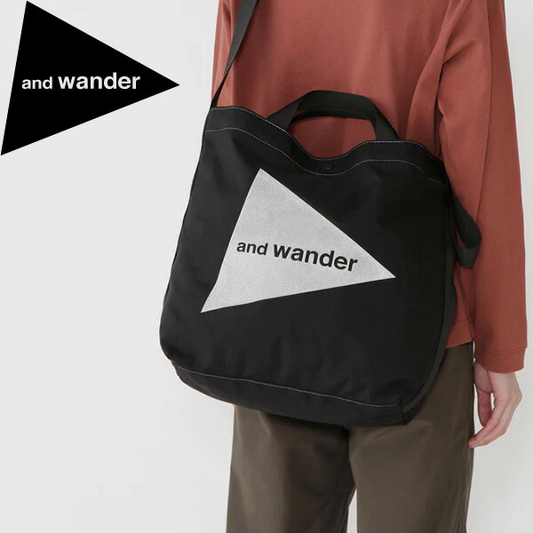 アンドワンダー トートバッグ and wander 5745985139 recycle OX logo tote bag black AWD5745985139010