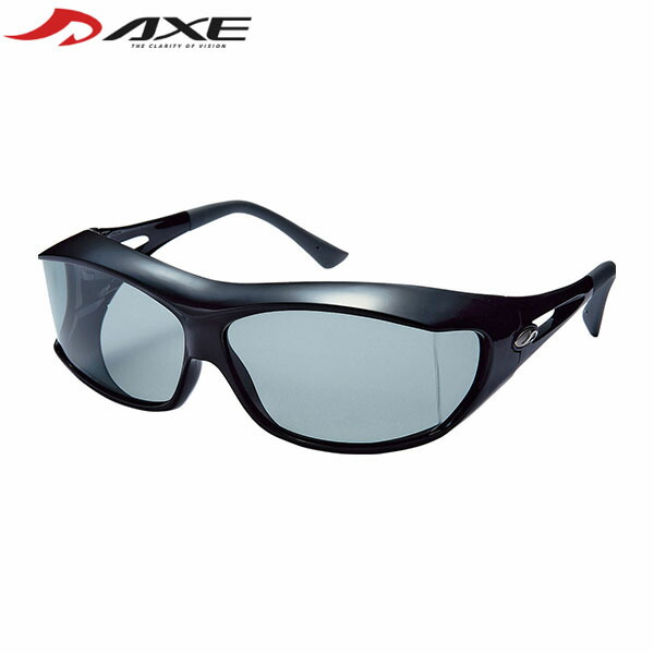 AXE アックス ユニセックス メンズ レディース 偏光オーバーサングラス シャイニーブラック SG605P マルチスポーツ UVカット 釣り ツーリング AXESG605PBK