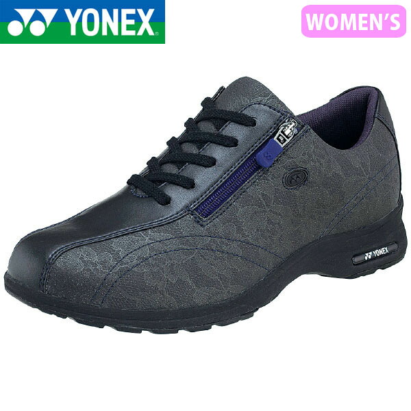 ヨネックス YONEX レディース パワークッションLC30W ブラック/パープル ウォーキングシューズ スニーカー 軽量 衝撃吸収 4.5E 幅広 防滑 YONSHWLC30W537