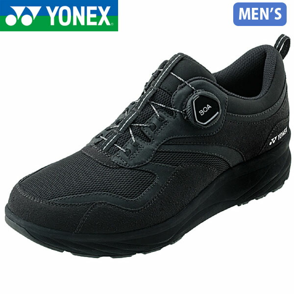 ヨネックス YONEX メンズ パワークッションMC114 ブラック ウォーキングシューズ スニーカー 軽量 衝撃吸収 フィット調節 滑りにくい YONSHWMC114007