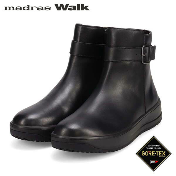マドラスウォーク レディース MWL1037 BLACK ゴアテックス 防滑カジュアルショートブーツ MWL1037 madrasWalk MADMWL1037BLA