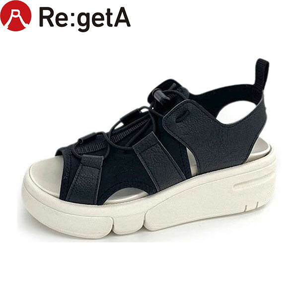 リゲッタ Re:getA サンダル レディース RE253 軽量厚底スポーティーサンダル ブラック RGTRE253BLK