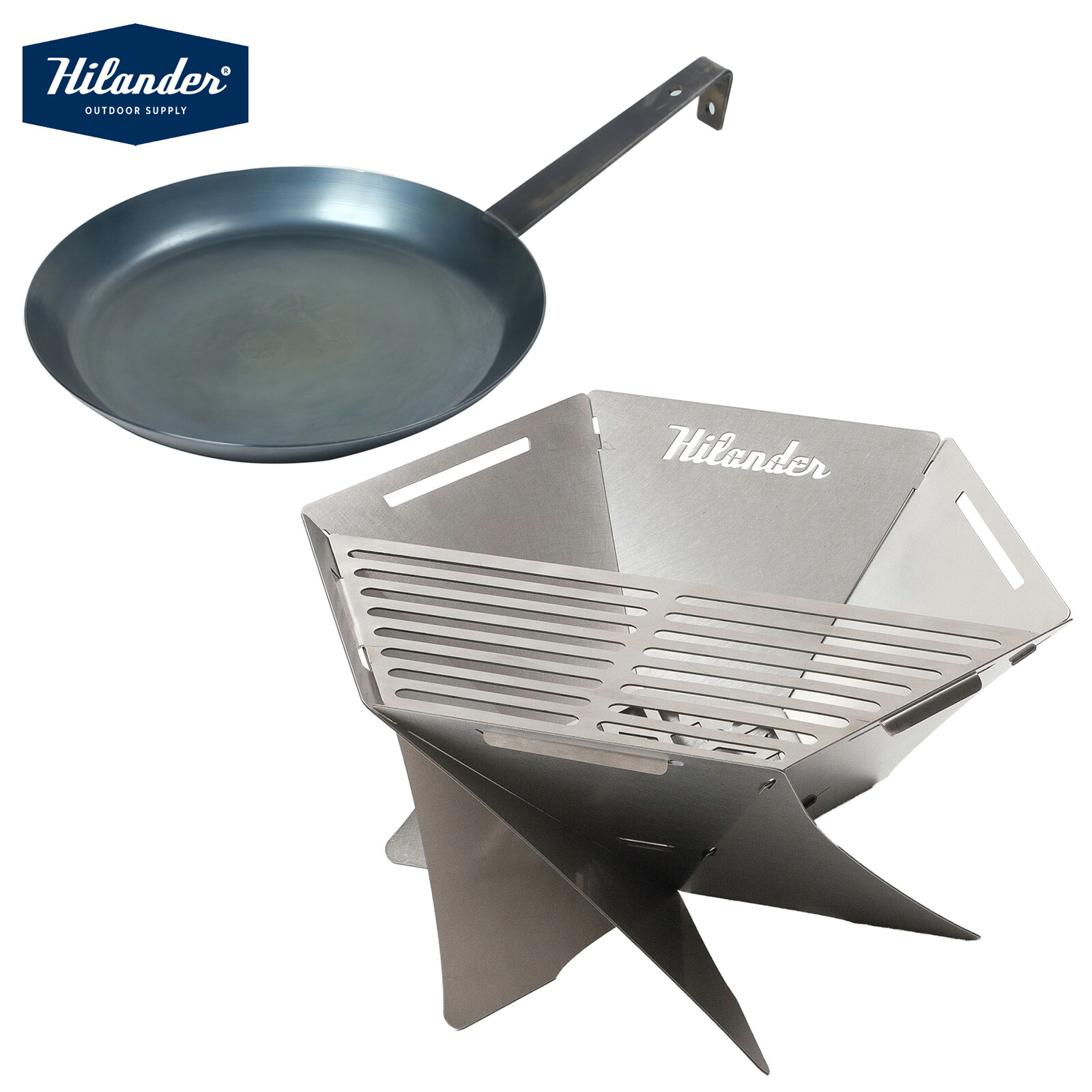 Hilander(ハイランダー) 【お得なセット】六花焚き火フライパン26cm+焚き火台 六花(りっか)(梯形五徳付き) HCF-012F+HCS-003|Hilander 公式ストア 店