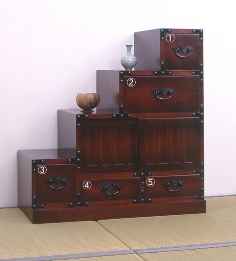 楽天市場】民芸家具 和たんす 和風 階段箪笥 113cm 階段ダンス 右下り