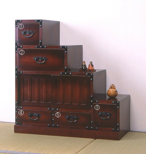 楽天市場】民芸家具 和たんす 和風 階段箪笥 113cm 階段ダンス 右下り