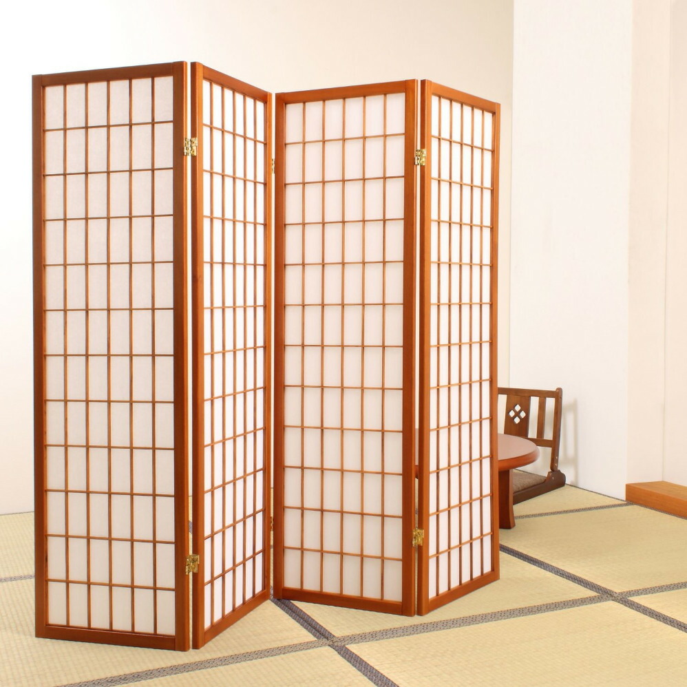 4連 折りたたみ パーティション パーテーション 木製 高さ150cm 幅45cm x 4枚 ウイルス対策 民芸和家具 kkkez｜ヒマラヤネット～家具＆インテリア 20,860円