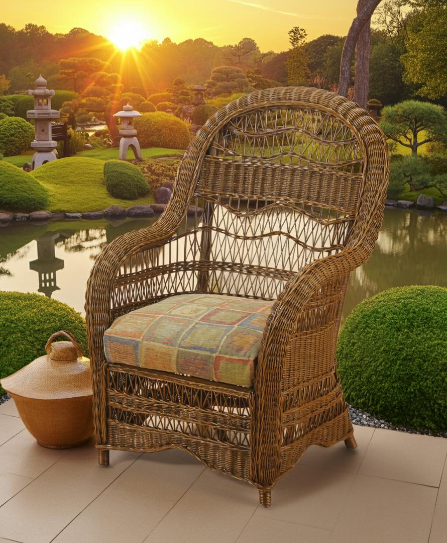 籐 ラタン アジアン セレブ ダイニング チェア 椅子 一人掛けソファ カフェチェア 民芸和家具 和風｜ヒマラヤネット～家具＆インテリア 59,880円