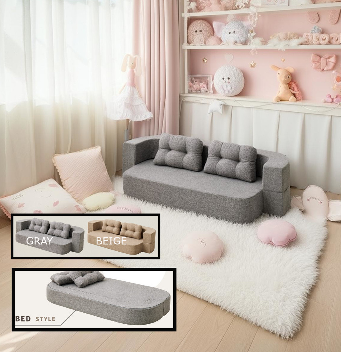 ソファベッド フロアソファ ワイド 170cm クッションソファ SOFABED 2way ギミック家具