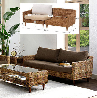 ラタン風　海外風　南国風　アーチ型ソファ 花柄クッション　ソファー ラタン風 海外風 南国風 アーチ型ソファ 花柄クッション