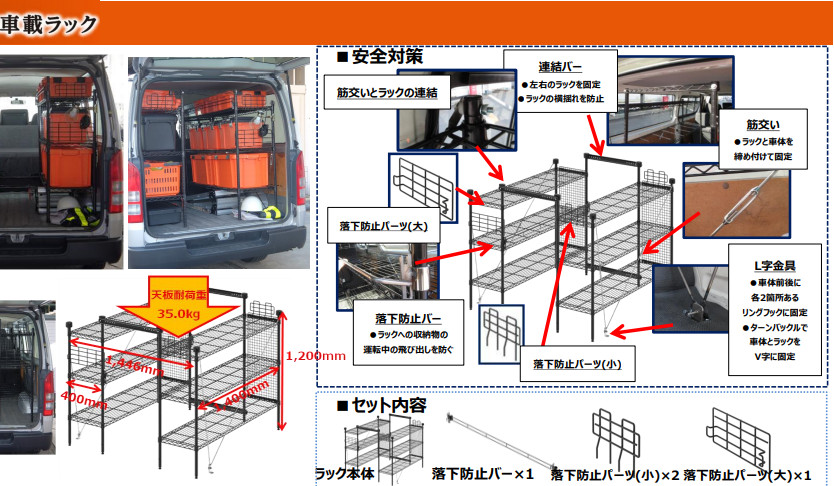 職人御用達車載ラック 工具収納 車室内キャリア ヒマラヤネット 家具