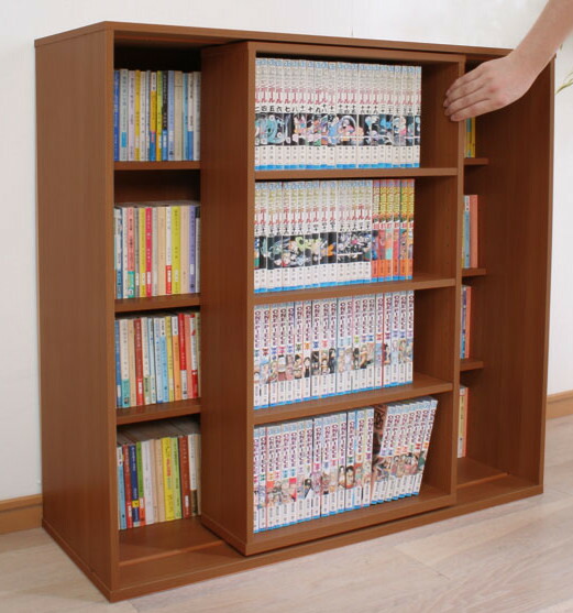 楽天市場】コミックラック 大容量ブックシェルフ 本棚 2層スライド棚