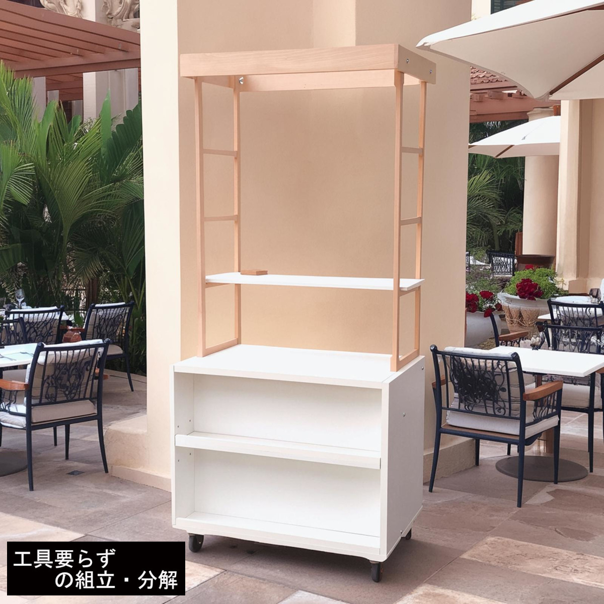 楽天市場】キャスター付き 屋台販売台 ショップワゴン マルシェ 出店