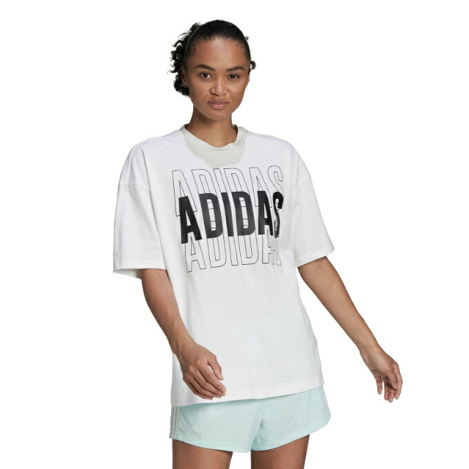 アディダス Tシャツ 半袖 レディース エッセンシャル リピート ロゴ オーバーサイズ Hd1781 Wu975 Adidas 出群