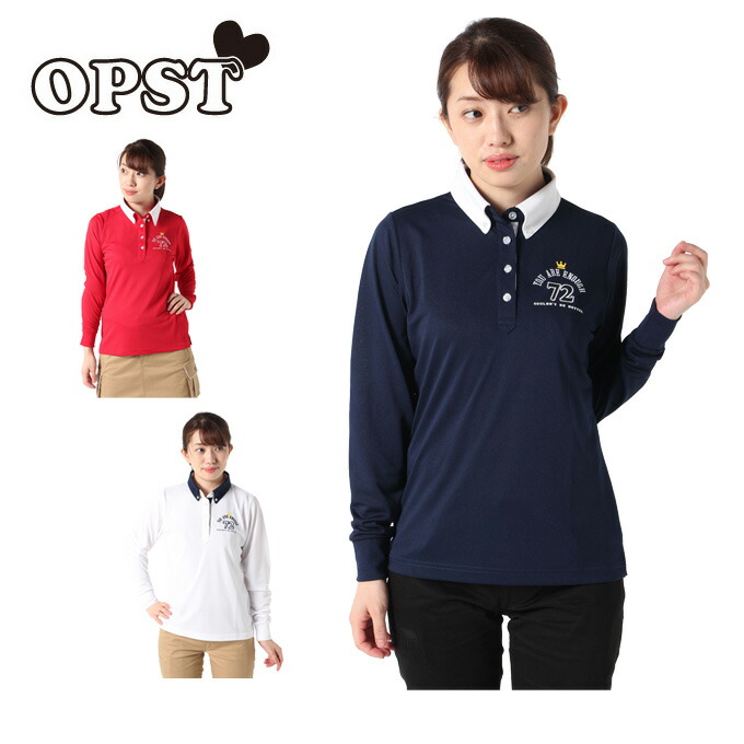 オプスト Opst ゴルフウェア ポロシャツ 長袖 レディース ワッペン Op2402j01 代引き不可
