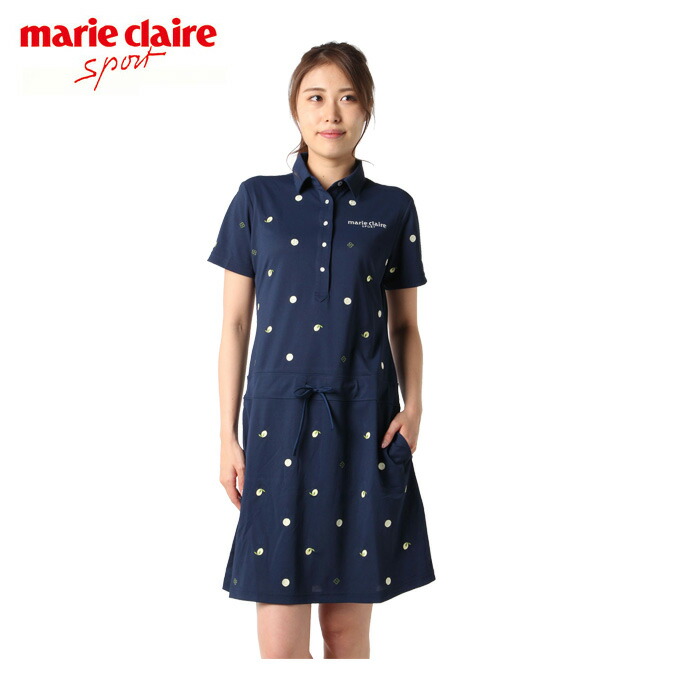 マリクレール Marie Claire ゴルフウェア ワンピース レディース カノコ飛び柄刺繍ワンピース 711 402 Runawayapricot Com