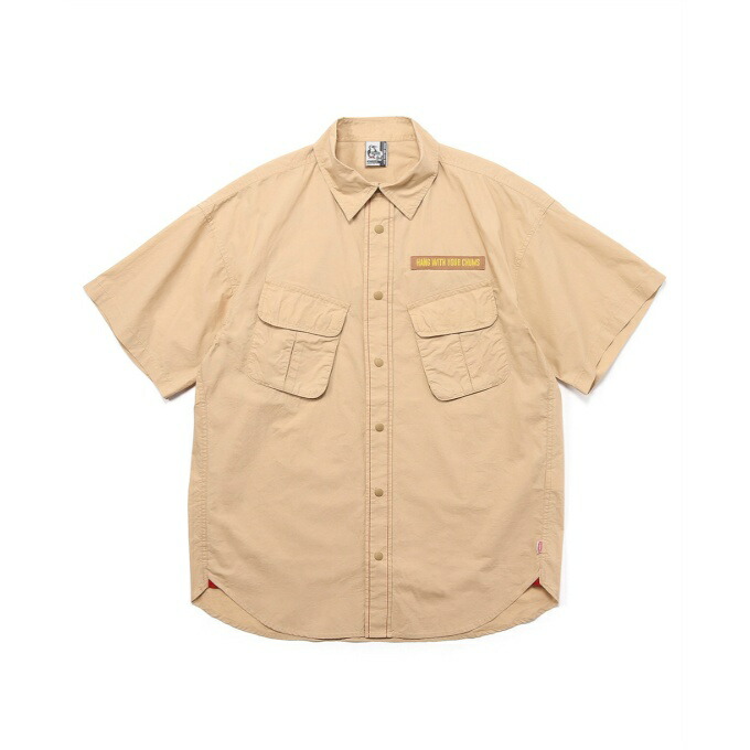 チャムス CHUMS 半袖シャツ メンズ レイトンオーバーサイズドショートスリーブシャツ Layton Oversized S/S Shirt CH02-1208 Beige