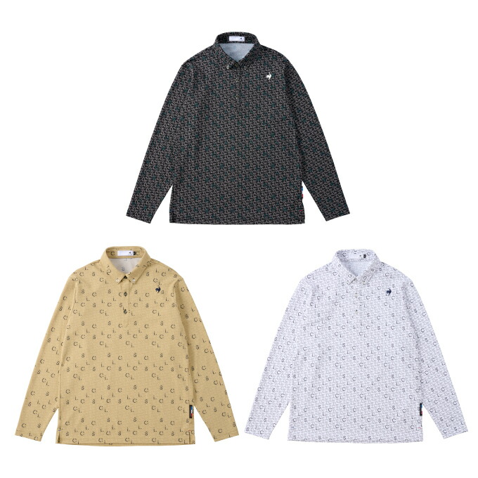 【条件達成で最大10万ポイント獲得のチャンス！4/20～4/30】ルコックスポルティフ le coq sportif ゴルフウェア ポロシャツ 長袖 メンズ ストレッチフォーサー モノグラム小柄長袖シャツ LG4FLS01M