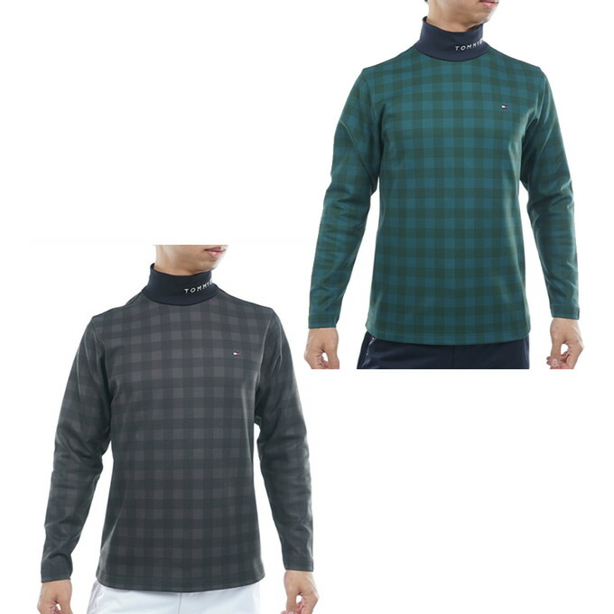 トミーヒルフィガーゴルフ(TOMMY HILFIGER GOLF) ゴルフウェア 長袖シャツ メンズ チェック柄 長袖ハイネックシャツ THMA569 【2025年秋冬モデル】